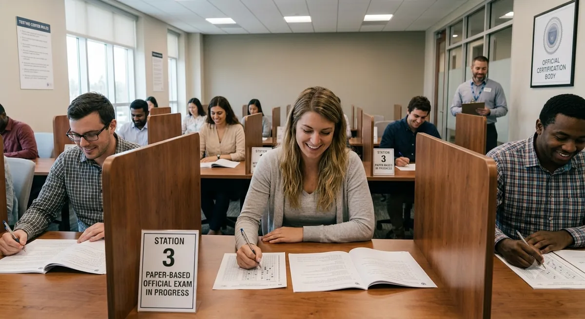 Candidato realizando el examen TOEFL iBT en un centro examinador